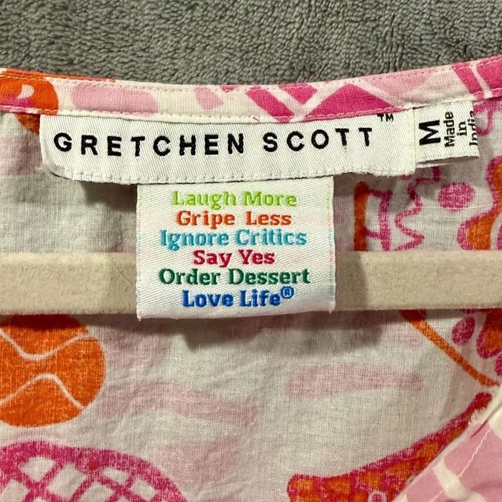 Gretchen Scott Turtle Time Tunic 100% Cotton Womens Size Medium Beach Resortwear